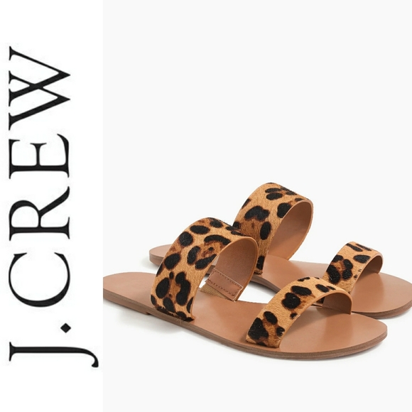 J. Crew Shoes - J Crew Easy Summer Sandal Calf Hair Leopard 7